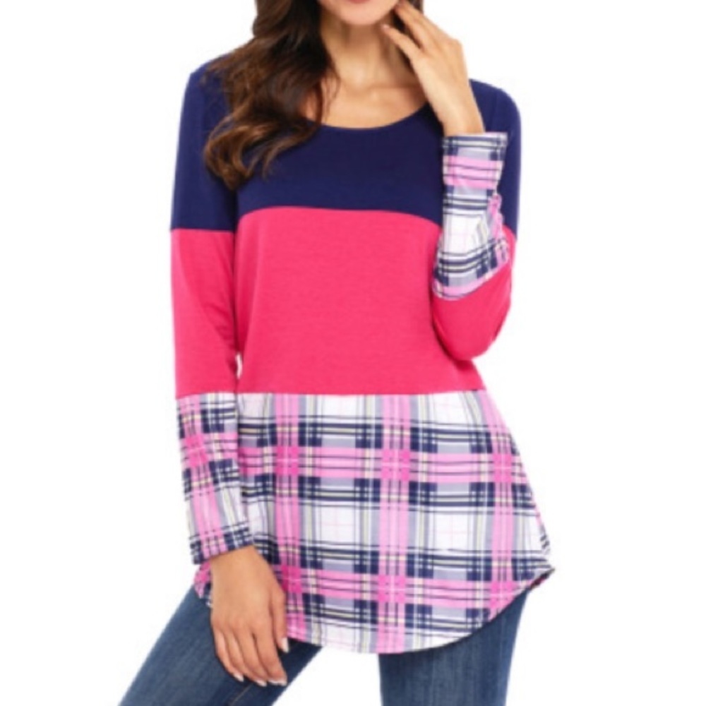 🌺 B2G1 🌺 Color Block & Plaid Long Sleeve Tee